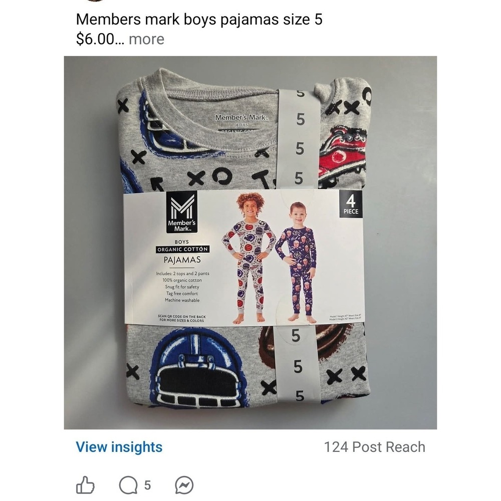 Member's‎ Mark Boys Organic Cotton Pajamas 4-Piece, 100% Organic Cotton